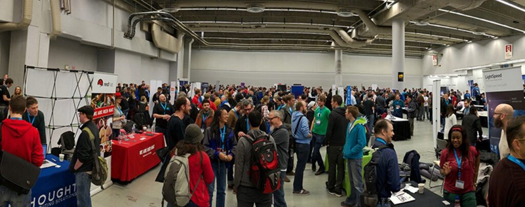 prospective workers at a job fair