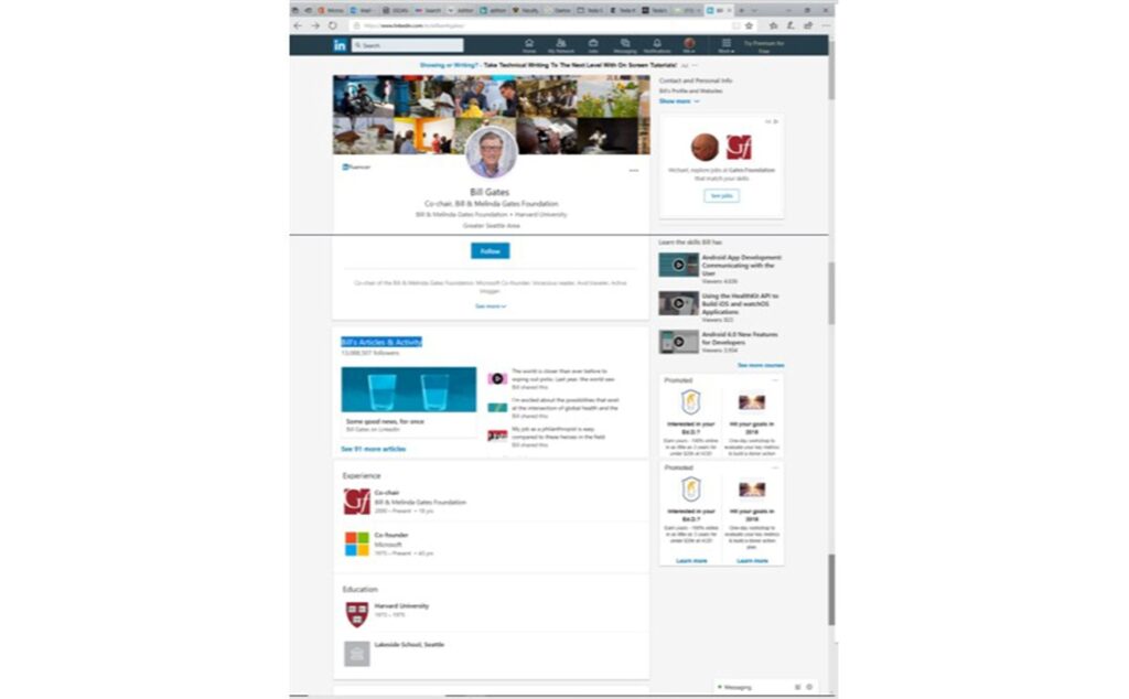 LinkedIn Profile Page